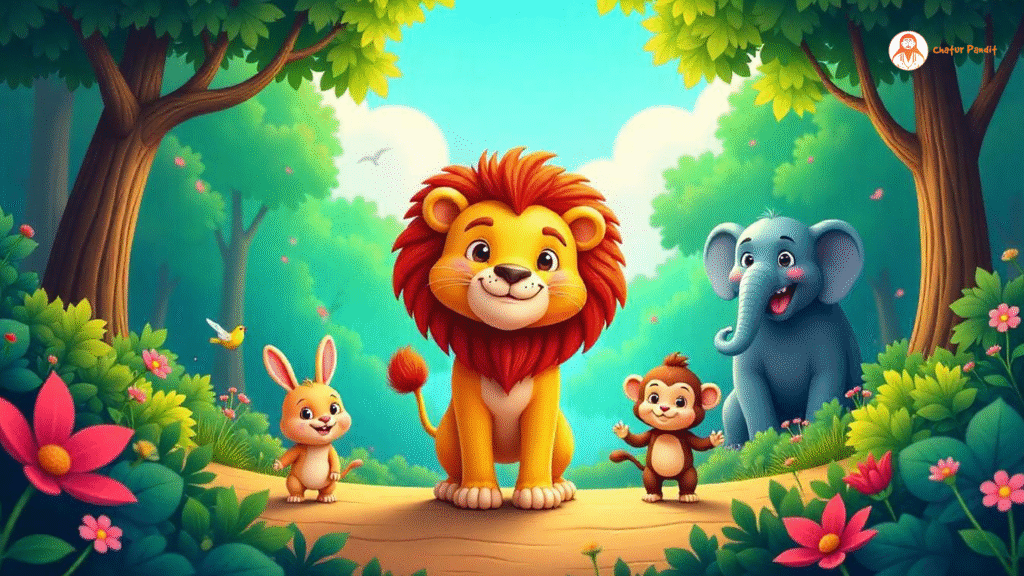 Wise lion Sheru | Animal story with snake and lion for kids in Hindi